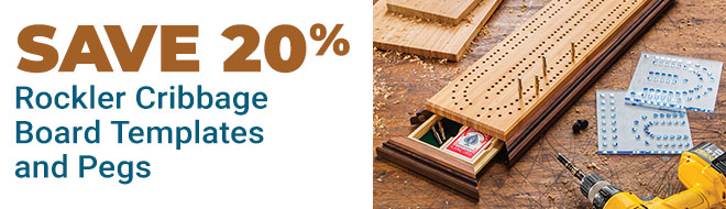 Save 20% Off Rockler Cribbage Board Templates and Pegs