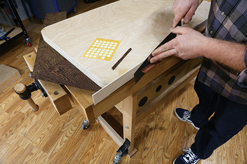 Trimming chevron overhang after glue-up