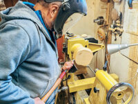 Rick Weil turning a bowl blank