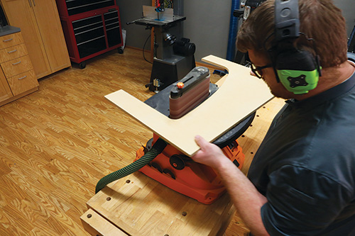 Sanding inside of shelf template