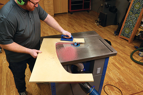 Routing shelf edge with V-groove bit