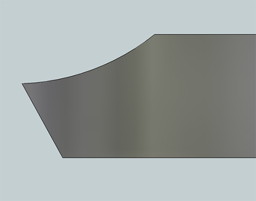 Diagram of blade with a concave wing