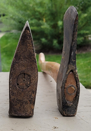 Splitting maul and axe side by side