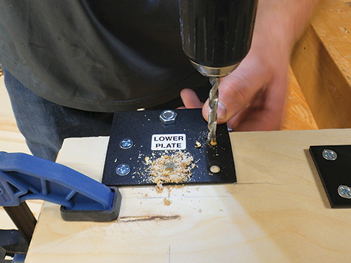 Installing lower plate on Murphy bed base