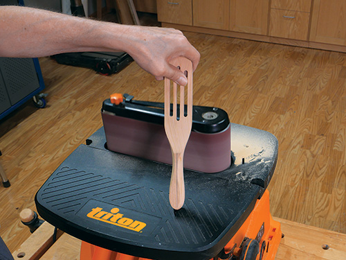 Starting to form handle shape on spurtle