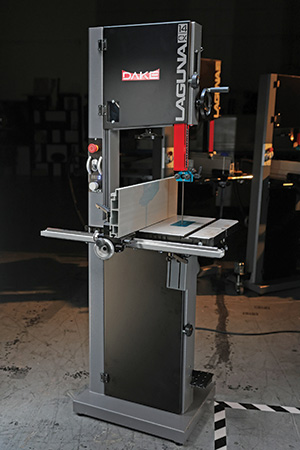 Laguna band saw set up in a showroom
