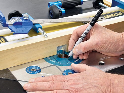 Marking out mortise center on router table