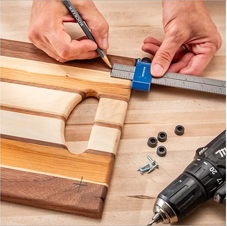 Using ruler with stop to make measurements on cutting board