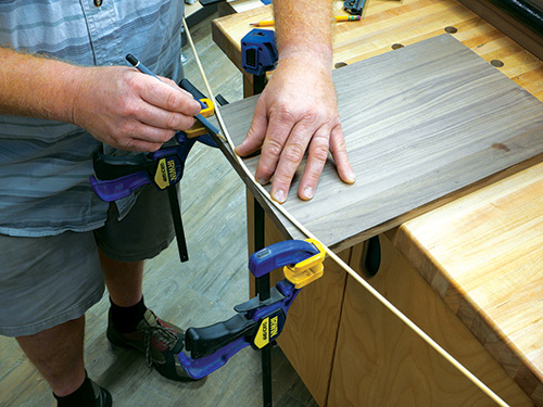 Marking out curved door top
