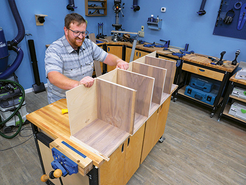 Test fitting wall cabinet panels and dividers