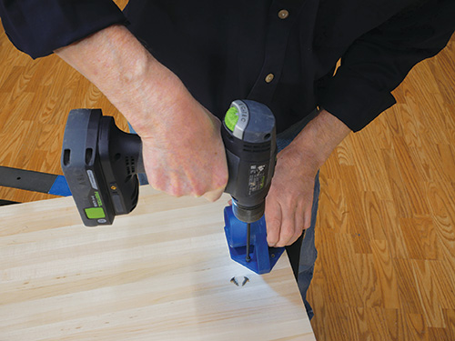 Securing Dust Right adapter to sanding cart top