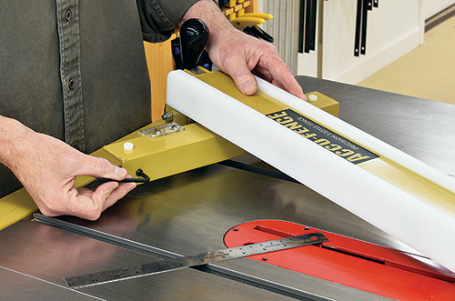 Making adjustments to table saw rip fence
